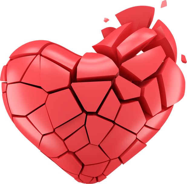 3D broken heart. 3D element.